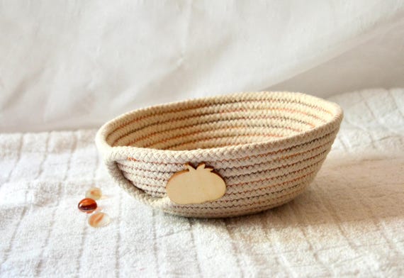 Handmade Coiled Rope Pumpkin Bowl: Autumn Decor, Farmhouse Candy Dish