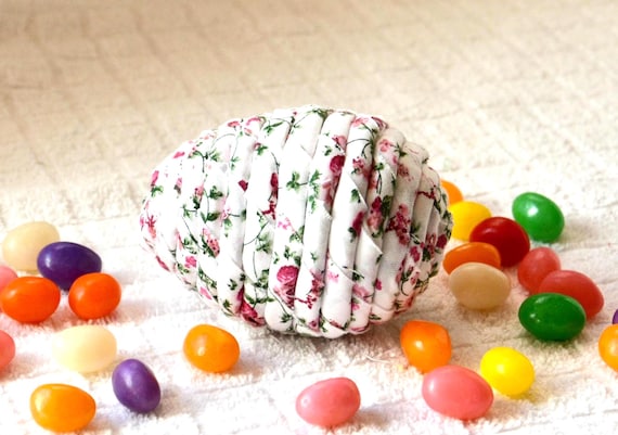 Handmade Shabby Chic Easter Egg, Pink Floral Fabric Egg Ornament