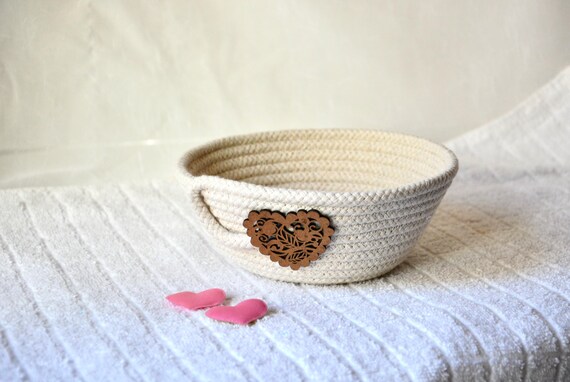 Heart Candy Bowl, Ring Dish, Desk Clip Bowl, 1 Handmade Key Holder, Trinket Tray, Small Clothesline Rope Bowl