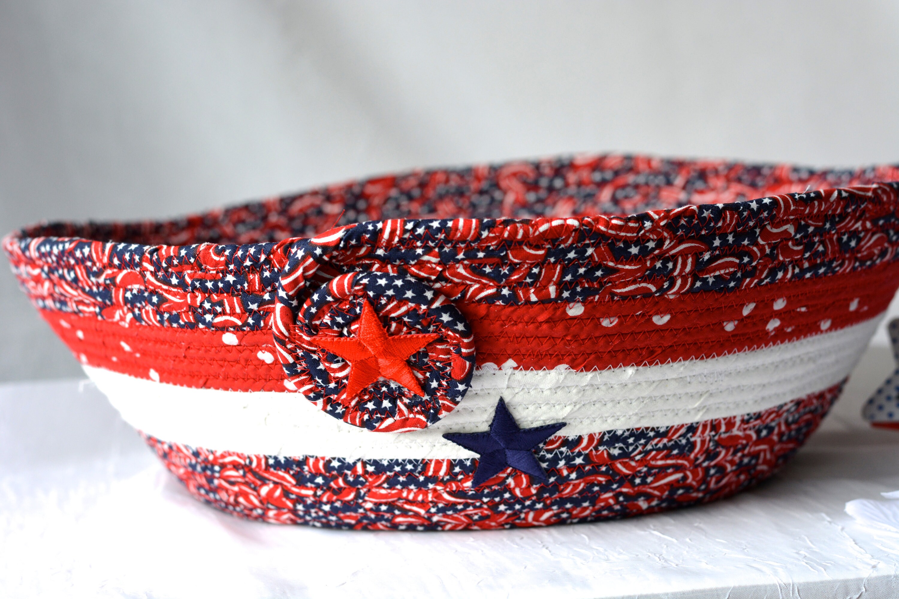 Memorial Day Decoration, American Flag Gift Basket, Handmade Red White