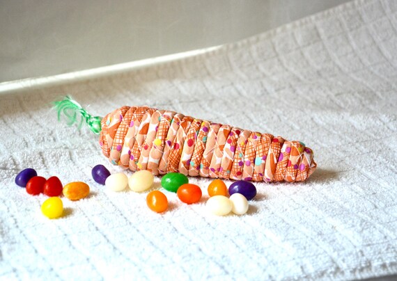 Whimsical Carrot Decoration, 1 Handmade Orange Carrot Ornament, Fun Easter Egg Hunt Toy