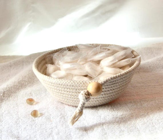 Cotton Rope Basket, Charming Clothesline Basket, Small Candy Bowl, Handmade Key Holder, Minimalist Basket, Ring Dish, Birthday Gift Idea