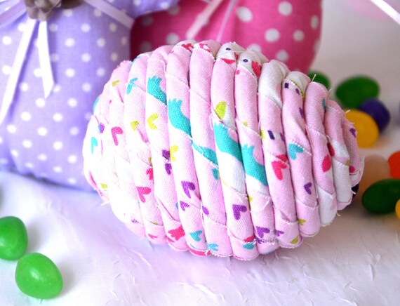 Pink Maraca Easter Egg, 1 Handmade Coiled Fabric Easter Egg, Easter Egg Hunt Toy, Musical Egg