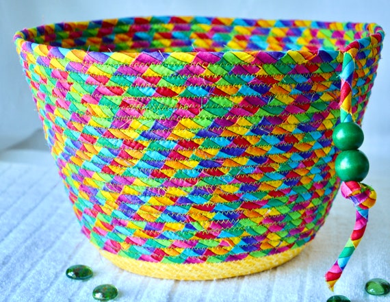 Game Orgainzer Basket, Fun Rainbow Bucket, Family Room Remote Bin, Handmade Bath Towel Holder, Kid Toy Bin, Unique Gift Basket