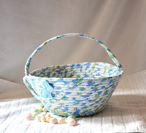 Boy Easter Basket, Handmade Blue Easter Tote Bag, Easter Egg Hunt Candy Bucket, Baby First Easter Basket, Spring Decoration, Free Name Tag