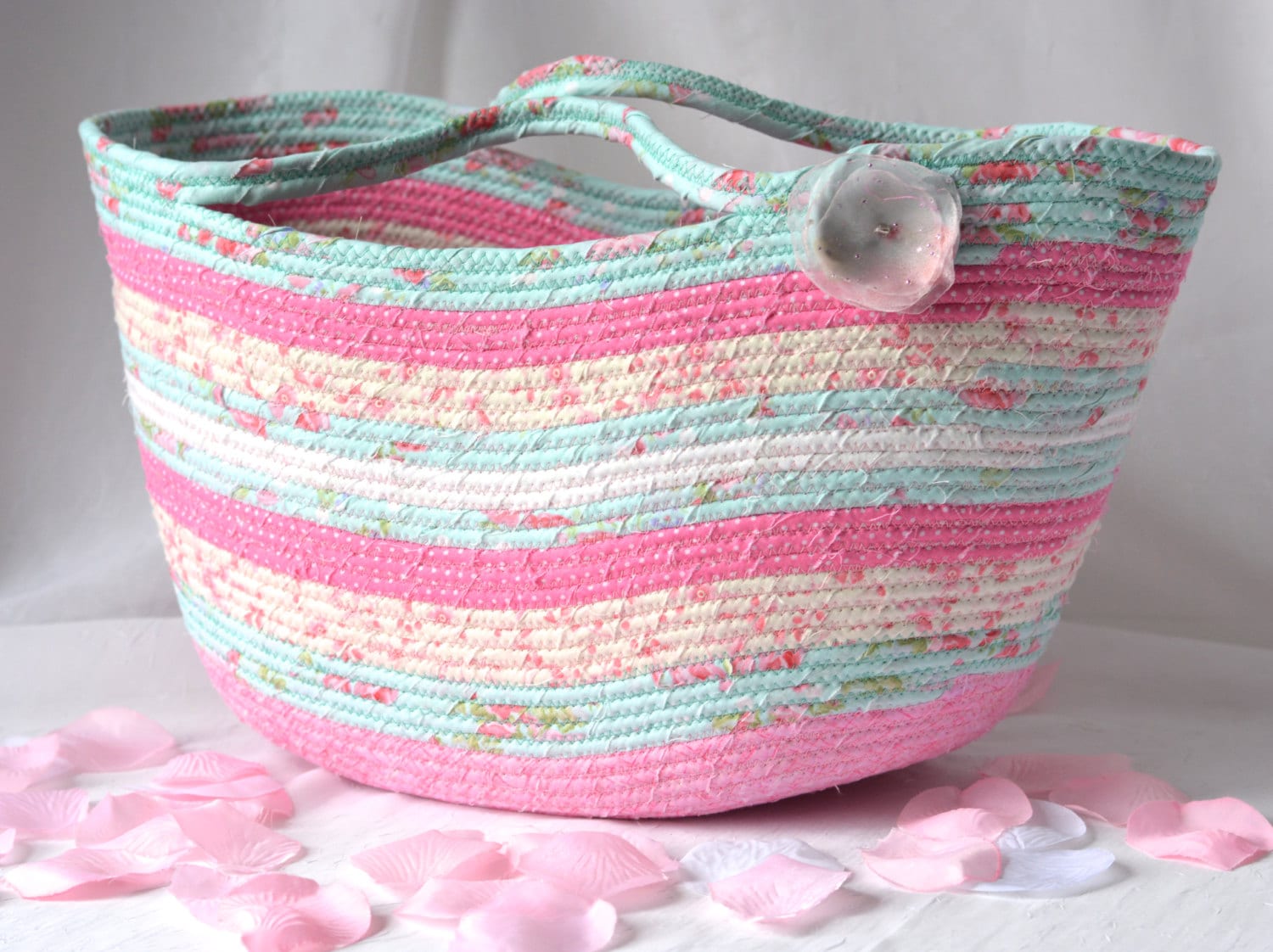 Shabby Chic Tote Bag, Handmade Moses Basket, Lovely Pink Storage