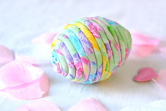 Easter Egg Toy, 1 Handmade Mint Green Easter Egg Decoration, Easter Egg Hunt Toy,  Lime Cream Egg Ornament, Hand Coiled Fabric Easter Egg