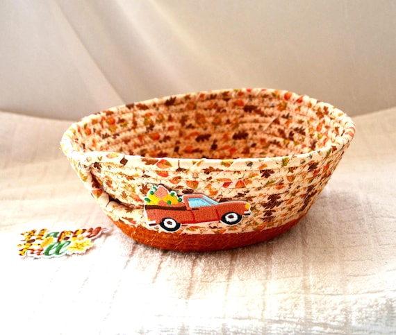 Handmade Fall Fabric Fabric Basket: Autumn Decor Bowl