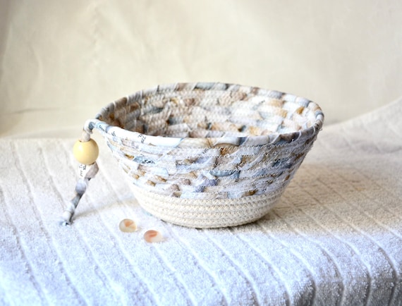 Golfer Gift Basket, Handmade Decorative Bowl, Clothesline Basket, Country Rope Change Dish, Gift for him men Dad husband