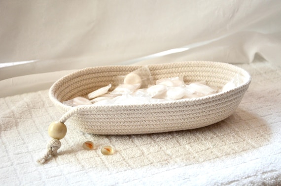 Nautical Rope Basket, Country Eyeglass Tray, Cottage Key Holder, 1 Handmade Ring Bowl, Farmhouse Clothesline Basket, Oval Rope Bowl
