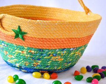 Easter Basket, Handmade Green Easter Basket, Boy Keepsake Easter Basket, Easter Egg Hunt Bucket, Easter Decoration, Fabric Toy Bin