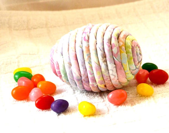 Handmade Pastel Batik Fabric Egg, Shabby Chic Easter Decor