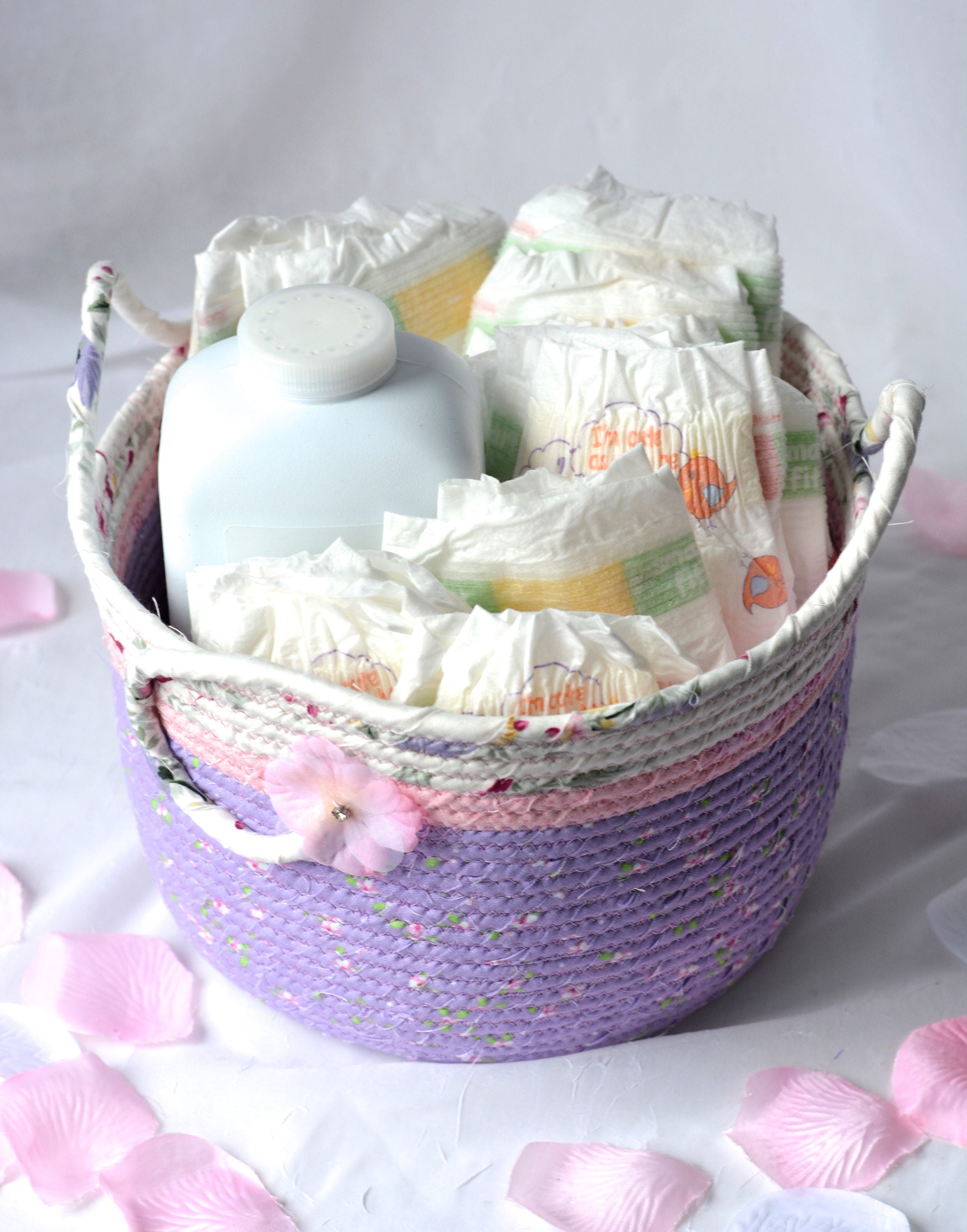 Nursery Baby Basket, Handmade Lavender Basket, Lovely Storage Organizer