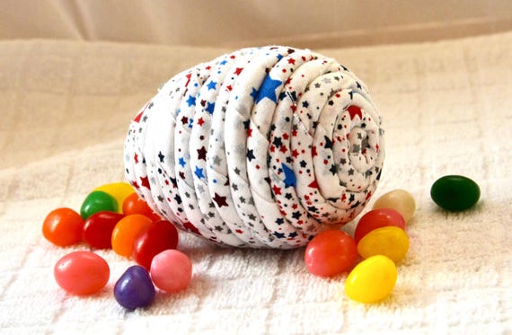 Whimsical Star Easter Egg, 1 Handmade Easter Egg Hunt Toy, Coiled Fabric Easter Egg