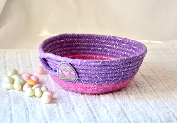 Lavender Easter Basket, Handmade Candy Bowl, Fun Potpourri Bowl, Easter Jelly Bean Holder, Trinket Dish, Girl Nursery Bowl, Gift for her