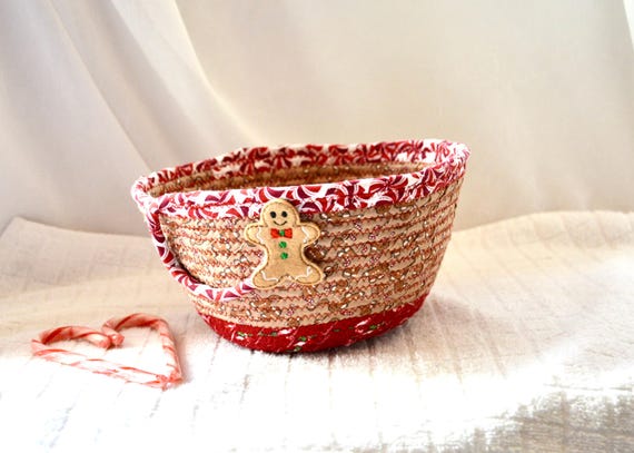 Christmas Gingerbread Man Basket, Christmas Decor Bowl, Holiday Napkin Holder