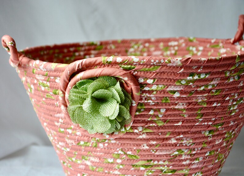 Waste Paper Basket Handmade Mauve Handled Basket Floral Etsy