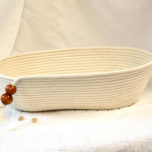 Sourdough Bread Basket, 14&quot;L Minimalist Oval Rope Bowl, Handmade Banneton Bread Loaf Basket, Sourdough Baker Gift, Country Clothesline Bowl
