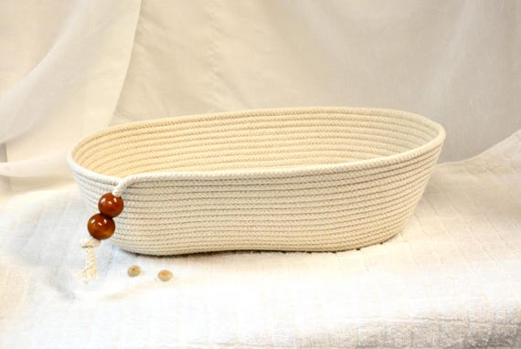 Sourdough Bread Basket, 14"L Minimalist Oval Rope Bowl, Handmade Banneton Bread Loaf Basket, Sourdough Baker Gift, Country Clothesline Bowl