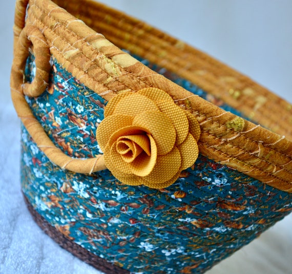 Teal Honeycomb Bowl, Lovely Entryway Basket, Handmade Bread Basket, Country Napkin Holder, Mail Bin, Unique Gift Basket