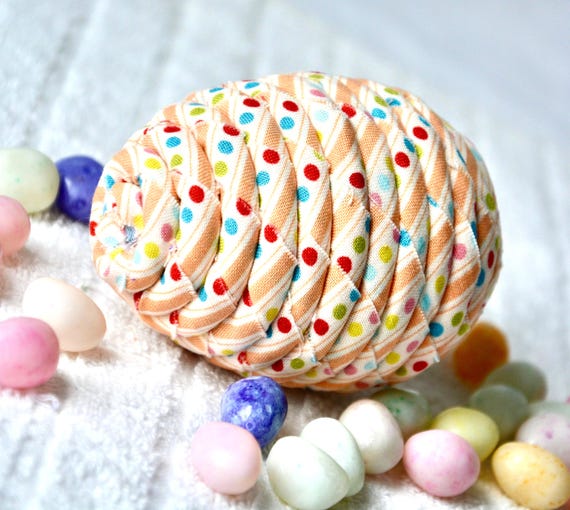 Whimsical Easter Egg Hunt Toy, Handmade Coiled Fabric Rope Egg