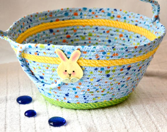 Blue Easter Basket, Boy Easter Egg Hunt Tote Bag, Handmade Easter Candy Bucket, Baby Boy Toy Basket, Easter Gift Basket,  Boy Candy Bag