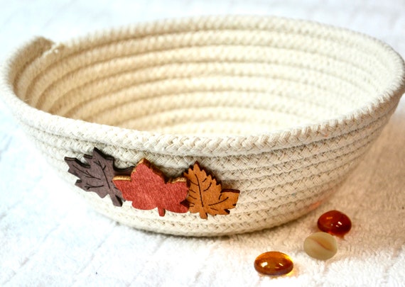Country Rope Basket, Minimalist Candy Dish, Key Holder, Cottage Chic Bowl, Handmade Trinket Ring Tray, Fall Gift Basket, Farmhouse basket