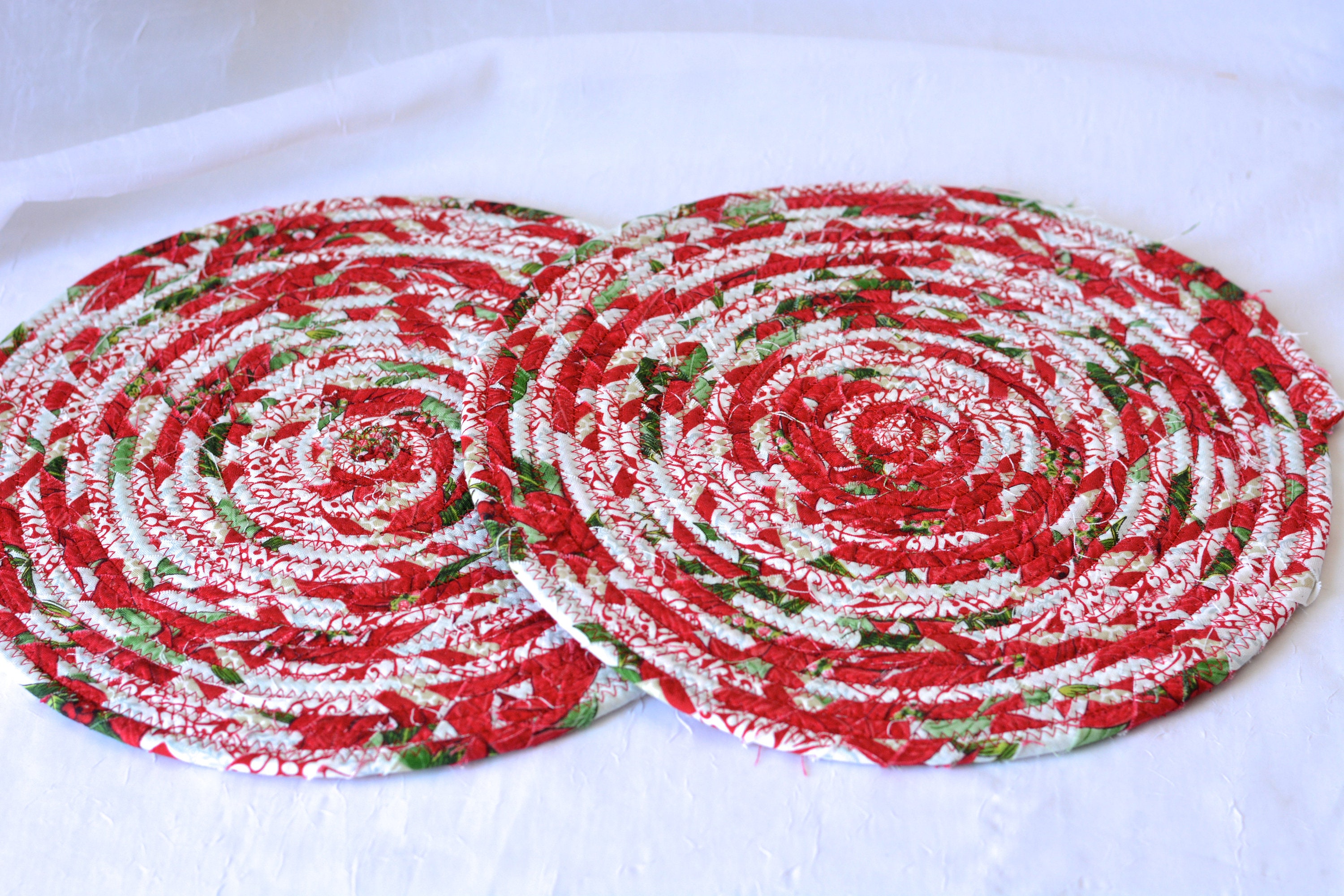 Lovely Christmas Trivets, 2 Handmade Place Mats, 2 Quilted Potholders
