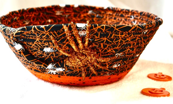 Halloween Candy Bowl, Decorative Spider Basket, Handmade Spider Web Bucket, Fall Napkin Basket, Mail Bin, Key Holder, Fruit Bowl