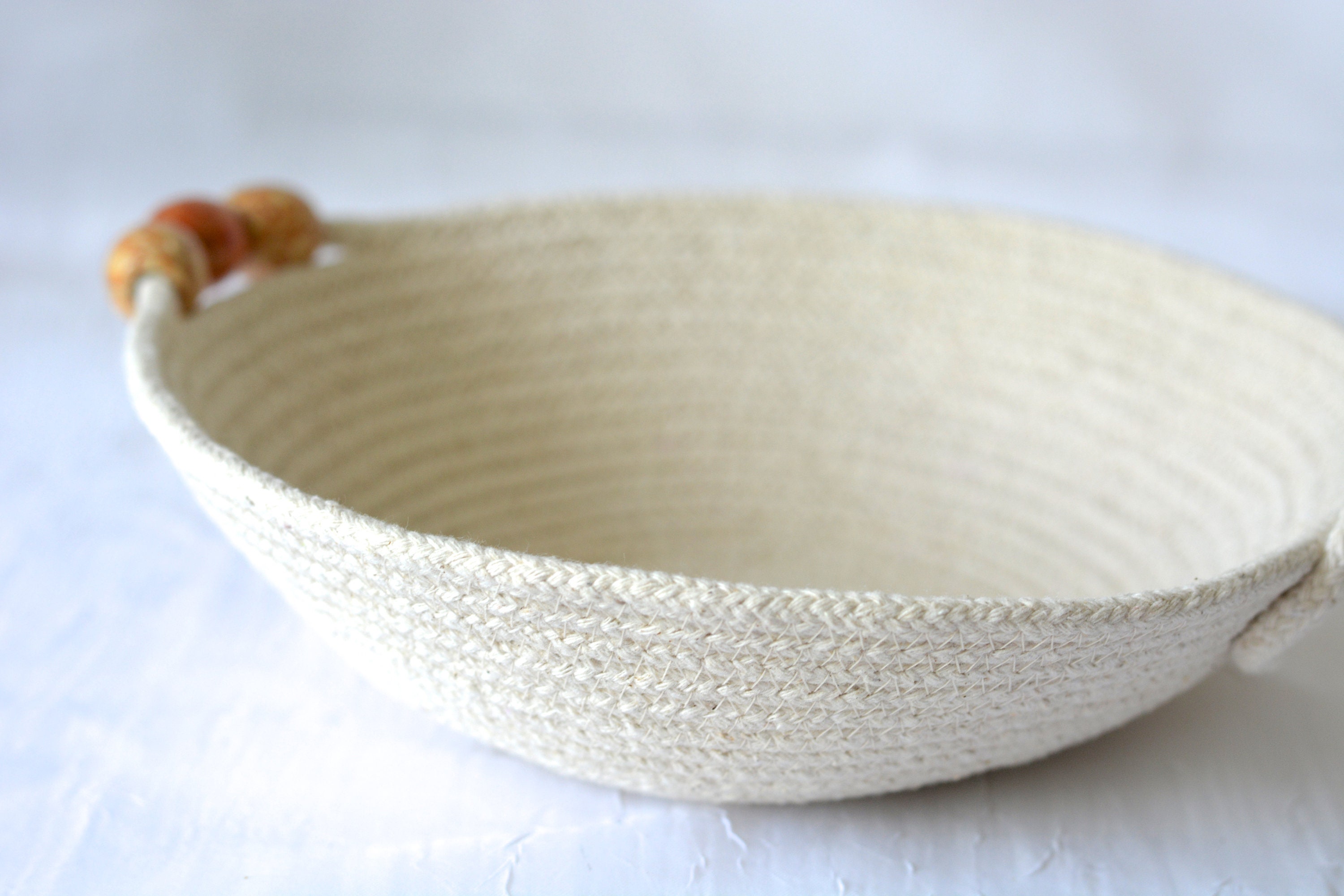 Minimalist Rope Bowl, Handmade Natural Cotton Basket, Rustic Clothesline  Basket, Primitive Ring Dish, Country Coiled Bowl, Farmhouse Decor