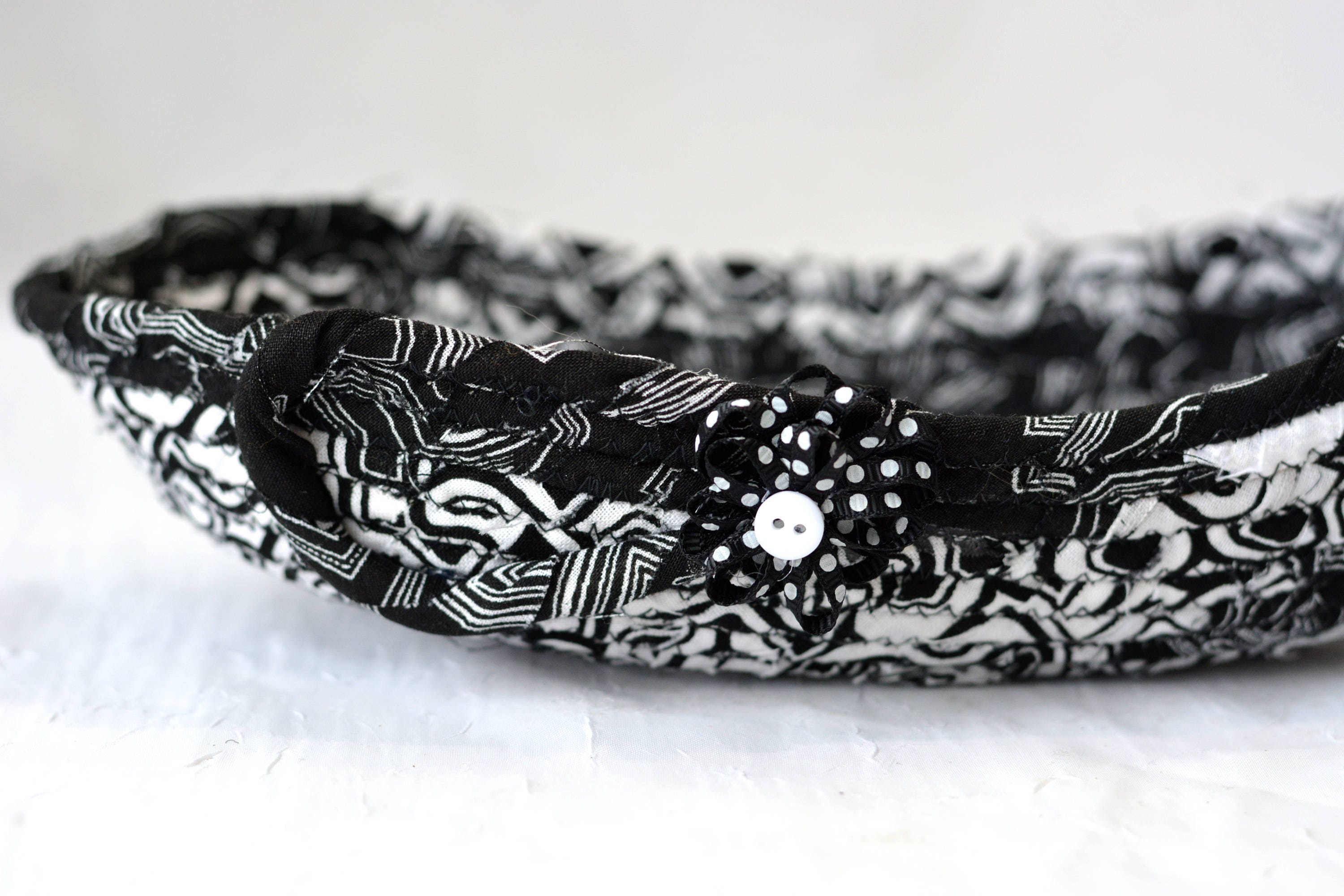 Black Dresser Tray Eyeglases Holder Handmade Fabric Bowl 1