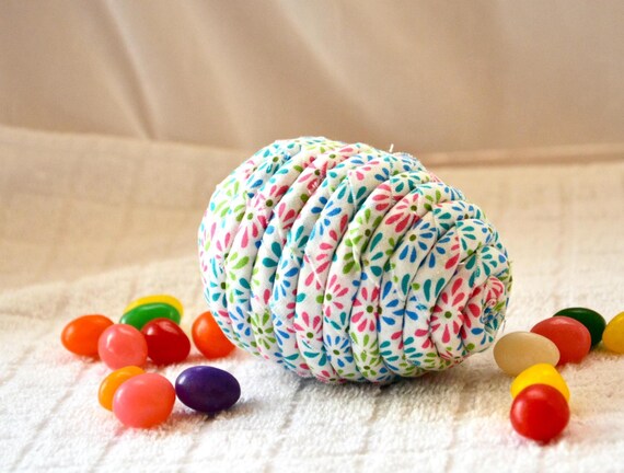 Decorative Easter Egg , 1 Handmade Blue Floral Easter Egg Hunt Toy, 1 Hand Coiled Fabric Easter Egg