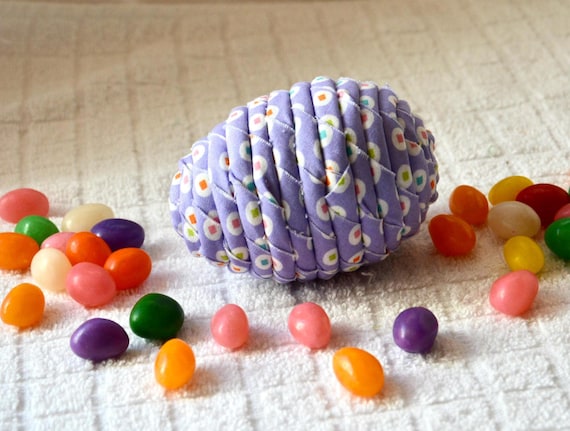 Lavender Easter Egg, 1 Handmade Lilac Dot Fabric Easter Egg, Easter Egg Hunt Toy