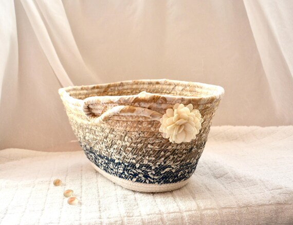 Country Napkin Holder, Neutrals Fruit Bowl, Beige Key Basket, 1 Handmade Fabric Rope Bowl, Small Tote Bag