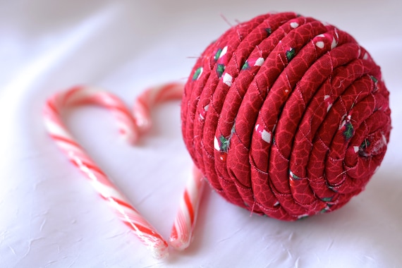 Red Christmas Ornament Handmade Red Holiday Decoration Ball Etsy