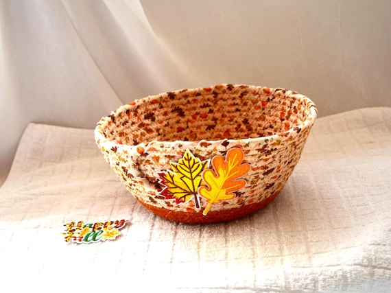 Fall Fabric Rope Basket: Autumn Maple Leaf Decor
