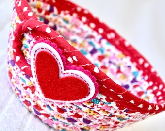 Valentine's Day Bowl, Red Candy Basket, Handmade Heart Basket, Fun Party Bowl, Love Gift Basket, Cute Key Holder, Potpourri Bowl