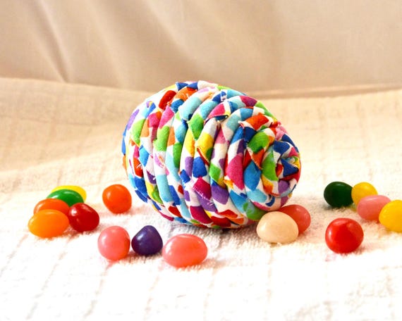 Handmade Coiled Fabric Easter Egg: Colorful Cotton Egg Ornament