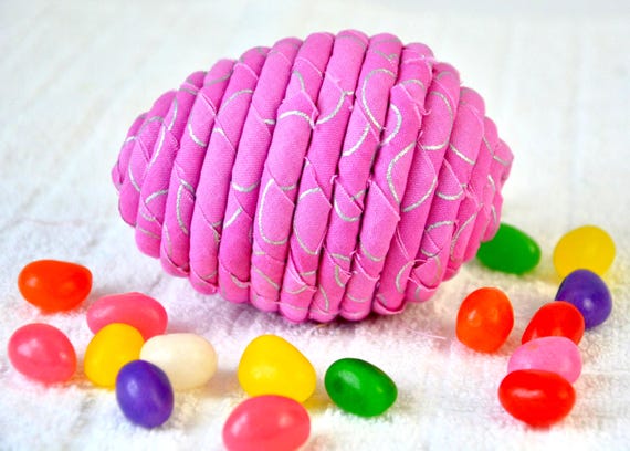 Hot Pink Easter Egg, 1 Handmade Fabric Easter Egg, Whimsical Easter Egg Hunt Toy