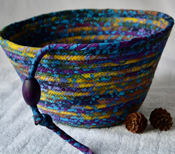 Rustic Boho Bowl, Handmade Gift Basket, Key Bowl, Beautiful Batik Fabric Basket, Fruit Bowl, Mail Bin, Napkin Holder, Eyeglasses Bowl