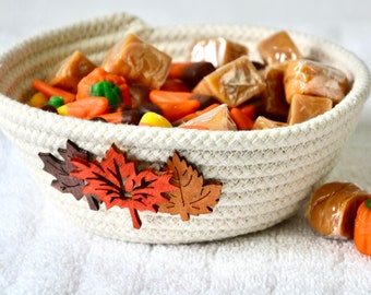 Fall Rope Bowl, Minimalist Key Basket, Cottage Potpourri Bowl, Handmade Ring Tray, Gift Basket, Farmhouse rope basket, Country Candy Dish