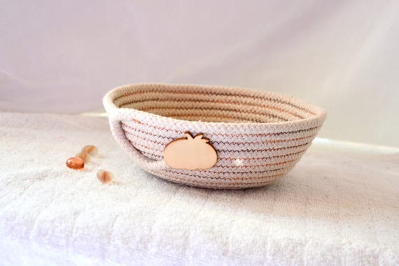 Pumpkin Fall Rope Bowl, Country Candy Dish, Desk Accessory Bowl, Handmade Minimalist Change Tray, Autumn Key Holder, Farmhouse gift basket