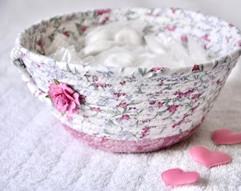 Mother's Day Git Basket, Shabby Chic Basket, 1 Handmade Candy Bowl, English Garden Ring Dish, Dresser Key Tray, Potpourri Bowl