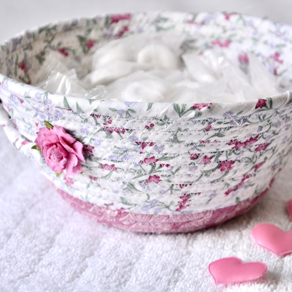 Mother's Day Git Basket, Shabby Chic Basket, 1 Handmade Candy Bowl, English Garden Ring Dish, Dresser Key Tray, Potpourri Bowl