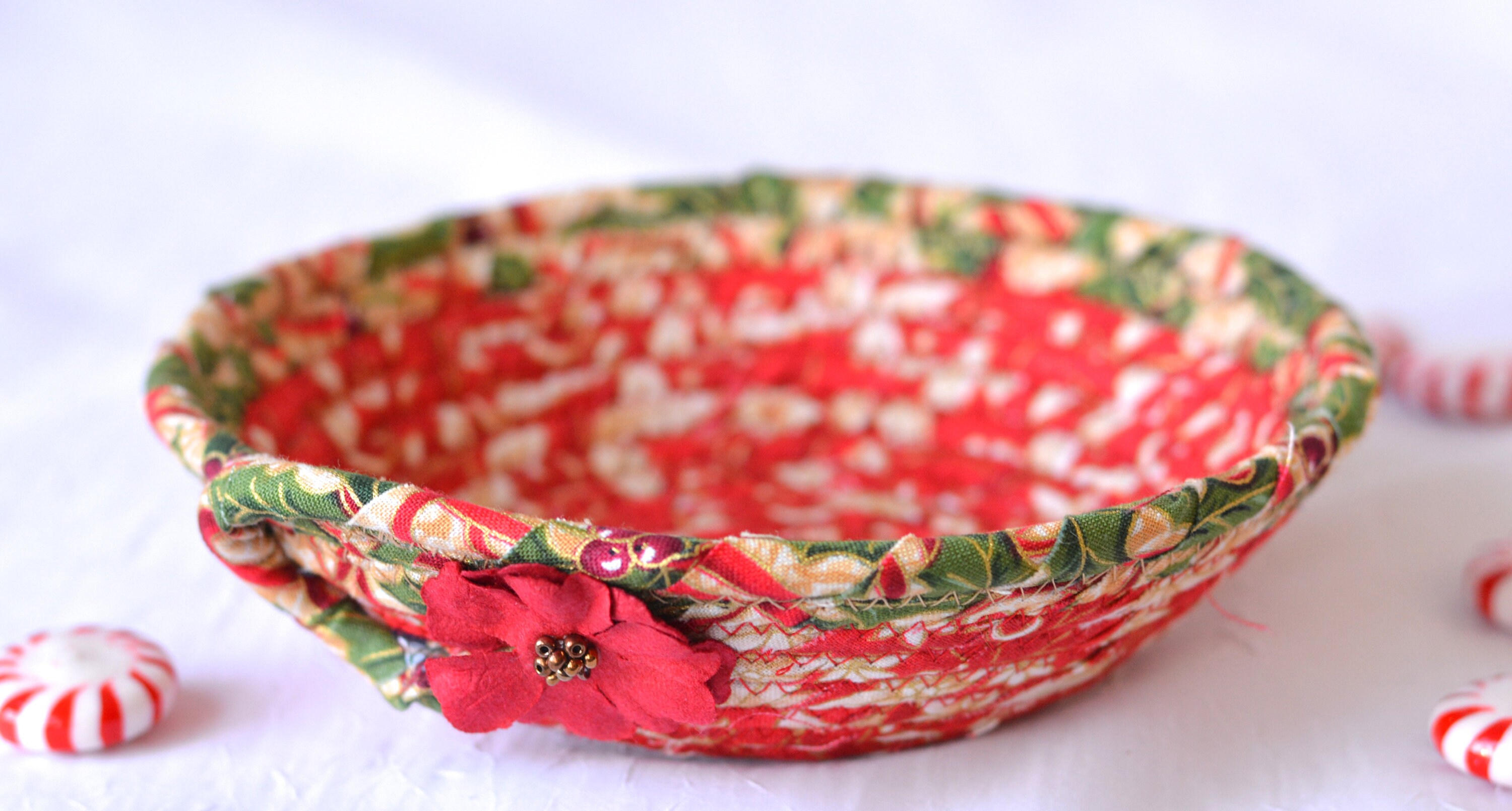 Red Holiday Decor, Candy Dish, Handmade Christmas Decoration, Cute