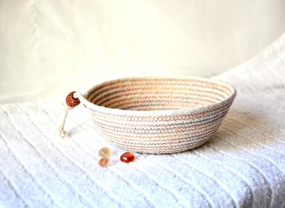 Handmade Coiled Rope Basket: Farmhouse Key Holder, Country Candy Dish