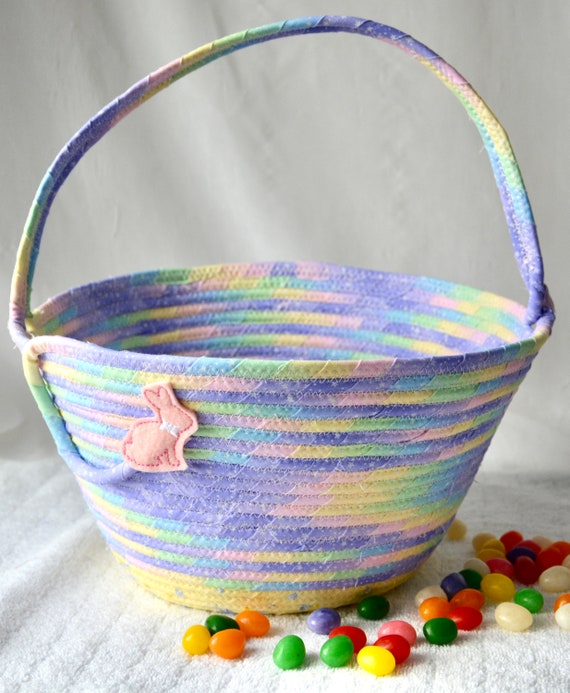 Pastel Easter Basket, Baby Girl Easter Bucket, Easter Egg Hunt Tote Bag, Spring Decoration, 1 Handmade Gift Basket, Candy Bowl