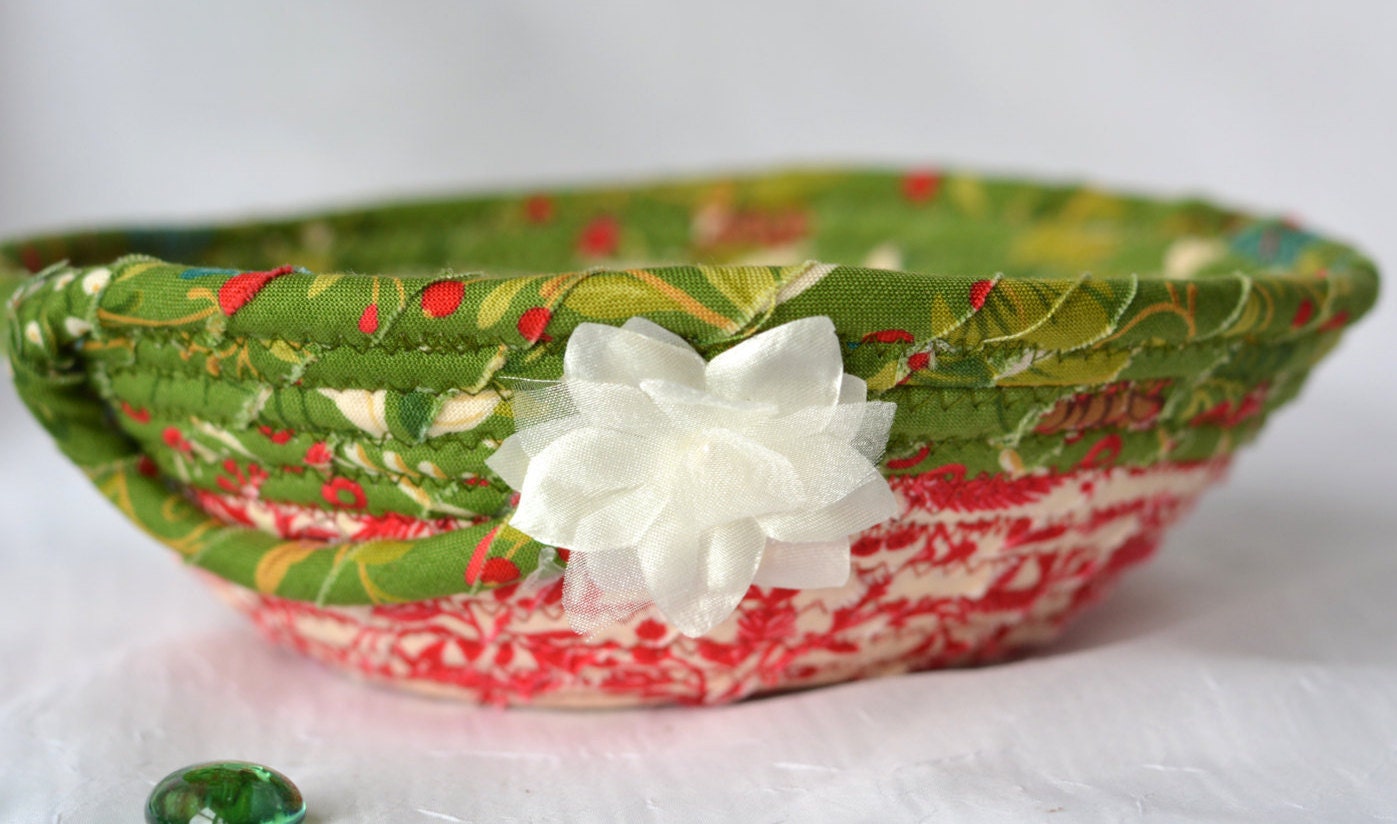 Christmas Gift Basket, Handmade Red Holiday Bowl, Candy Dish, Christmas