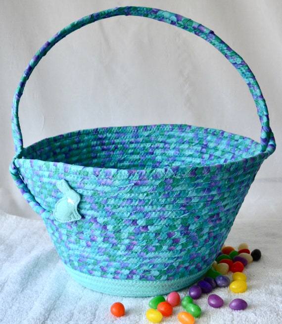 Girl Easter Basket, 1 Handmade Easter Bucket, Easter Egg Hunt Tote Bag, Spring Decoration, Easter Candy Tote Bag, Easter Fabric Rope Bag