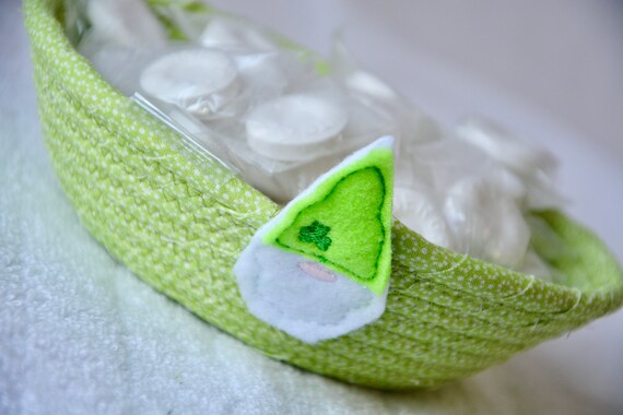 Cute Spring Candy Bowl, Cute Gnome Key Dish, Handmade Gift Basket, Small Ring Dish or Change Holder, Fabric Rope Bowl